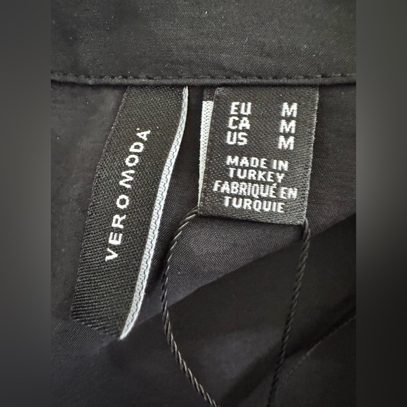 NWT Vero Moda Queeny Blouse Oversized Kent Collar Spring Quilted Hem Tencel Top - Picture 5 of 8